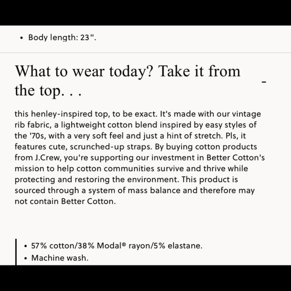 New with Tag J. Crew scrunchie strap ribbed henley tank - Picture 3 of 3